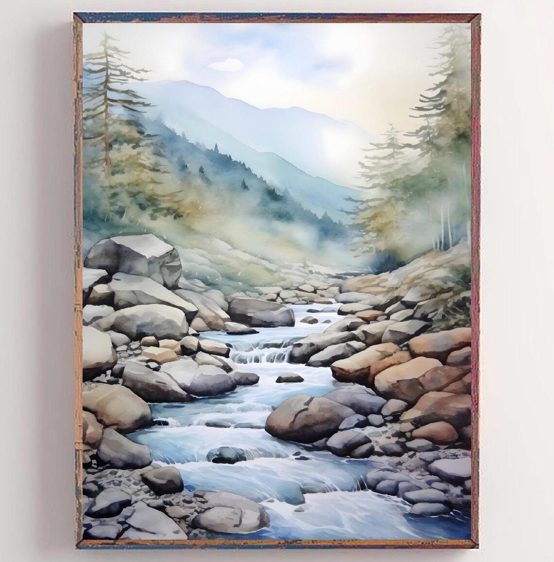 Smoky Mountains Watercolor Vertical Landscape Poster