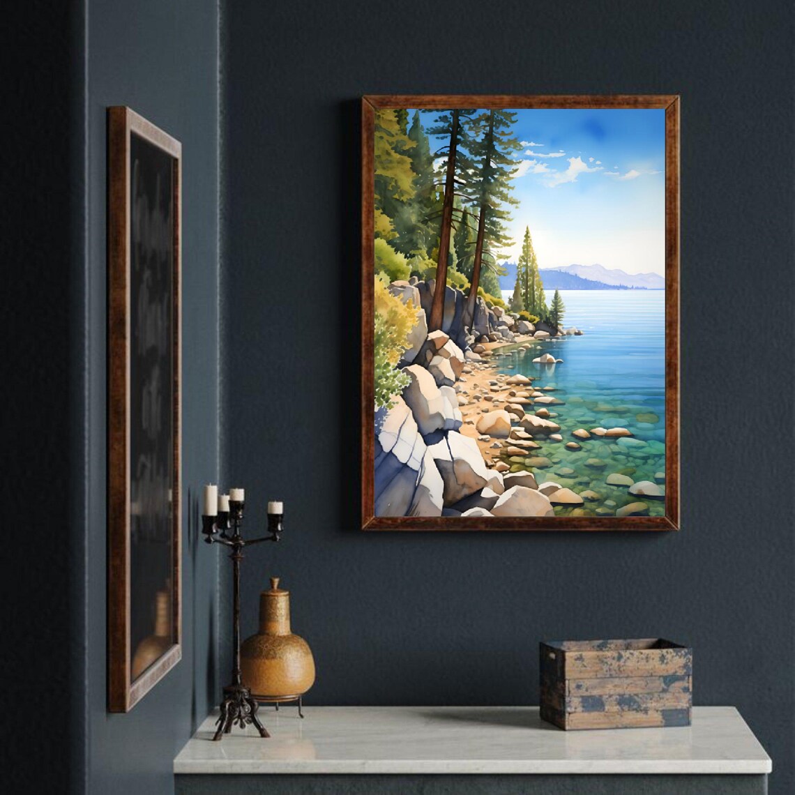 Lake Tahoe Watercolor Minimalist Art Print, Nevada - Image 2