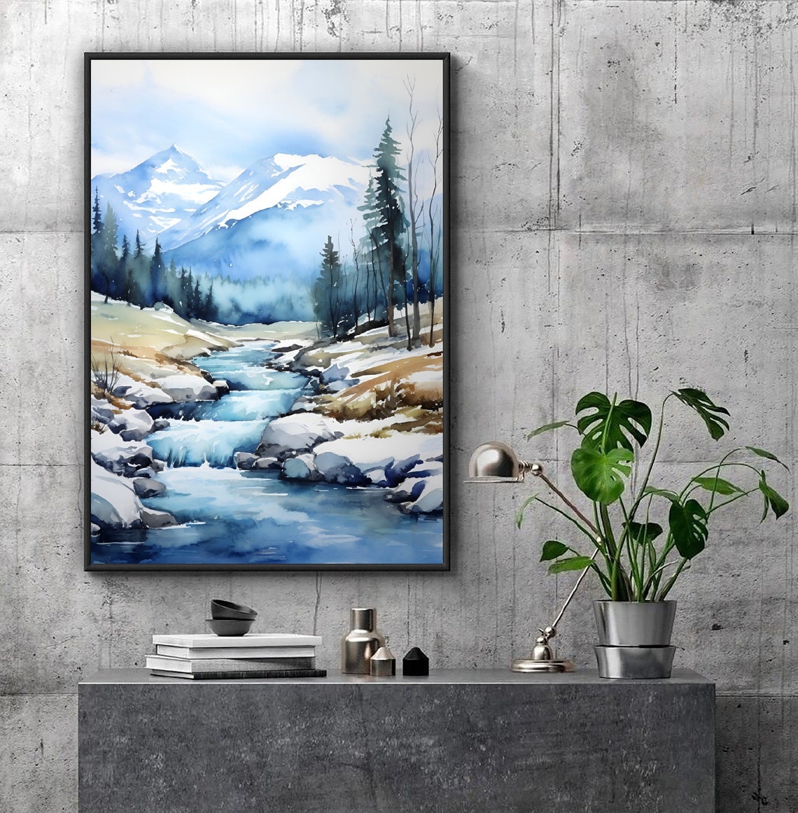 Mount Evans Colorado Snow Peaks Stream Pines Watercolor Poster - Image 4