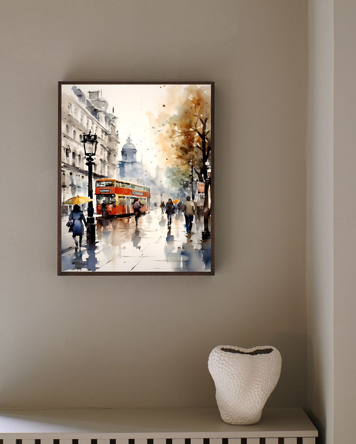 London Painting Abstract Watercolor Art Oxford Street Print Cityscape Wall Art Westminster Art Print England Travel Poster - Image 3