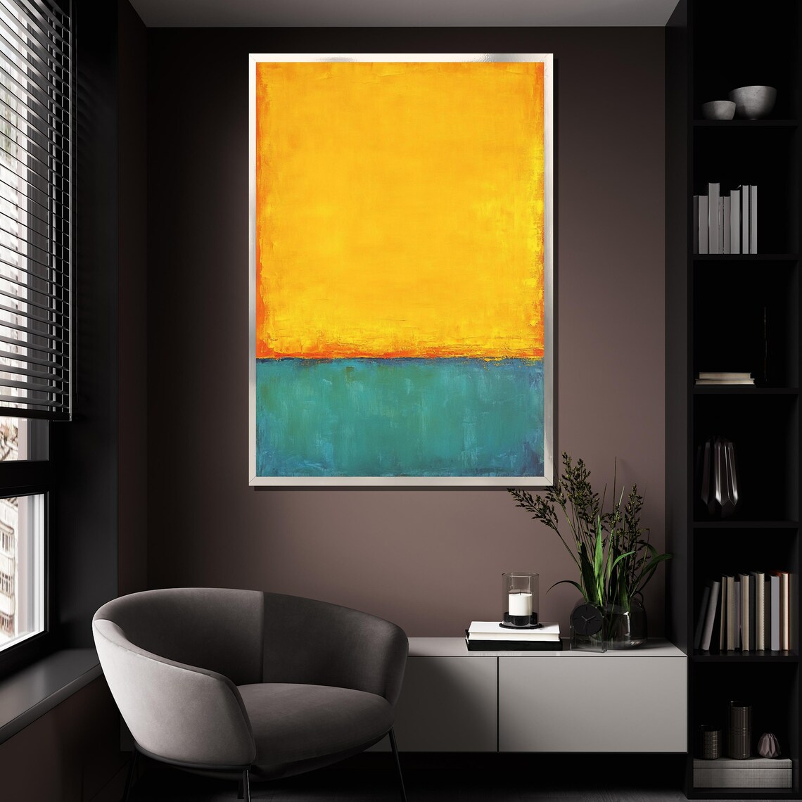 Rothko-Inspired Yellow and Teal Abstract Art Print - Image 4