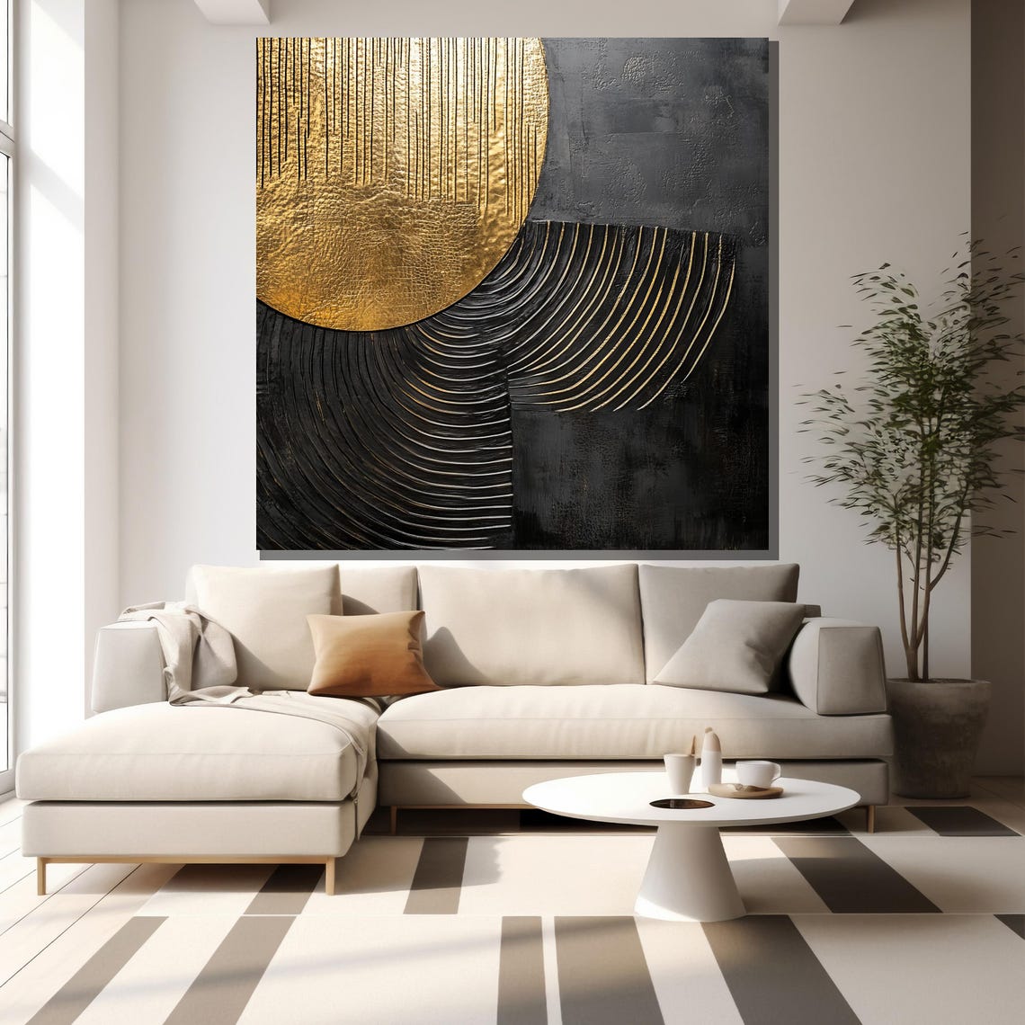 Golden Textured Abstract Painting Modern Wall Art Unique Gift For Living Room Bold Home Decor Statement Piece - Image 2