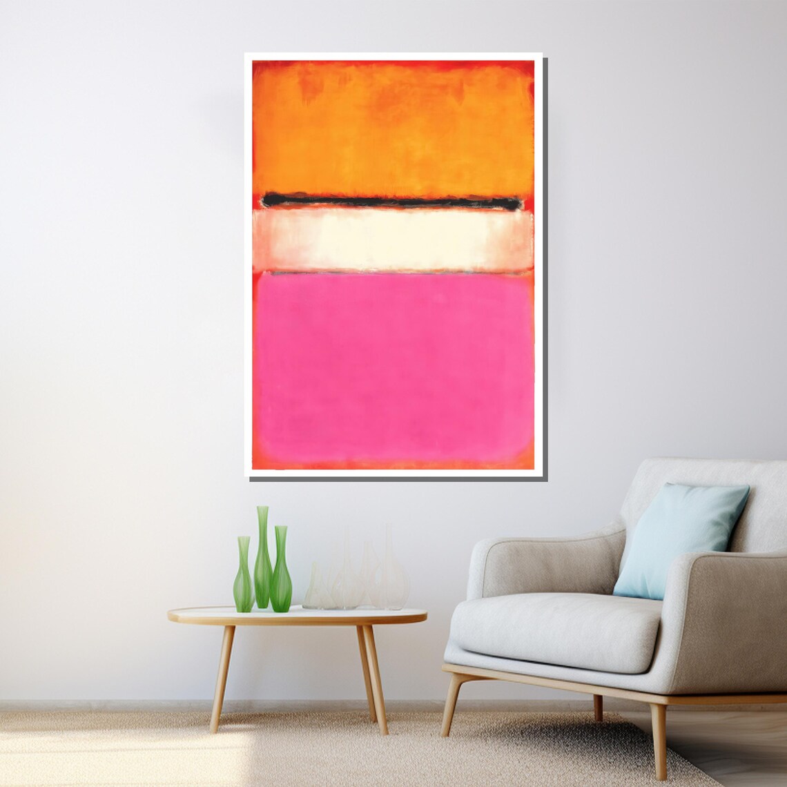 Mark Rothko Painting Pink Orange And White Abstract Art Modern Wall Decor Mid Century Gift Large Artwork - Image 3