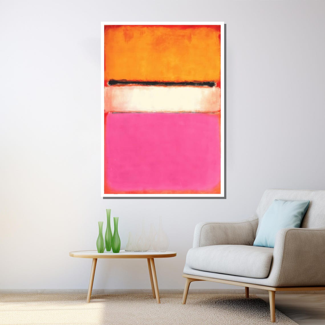 Mark Rothko Style Orange White And Pink Stacked Bands Art Poster - Image 3