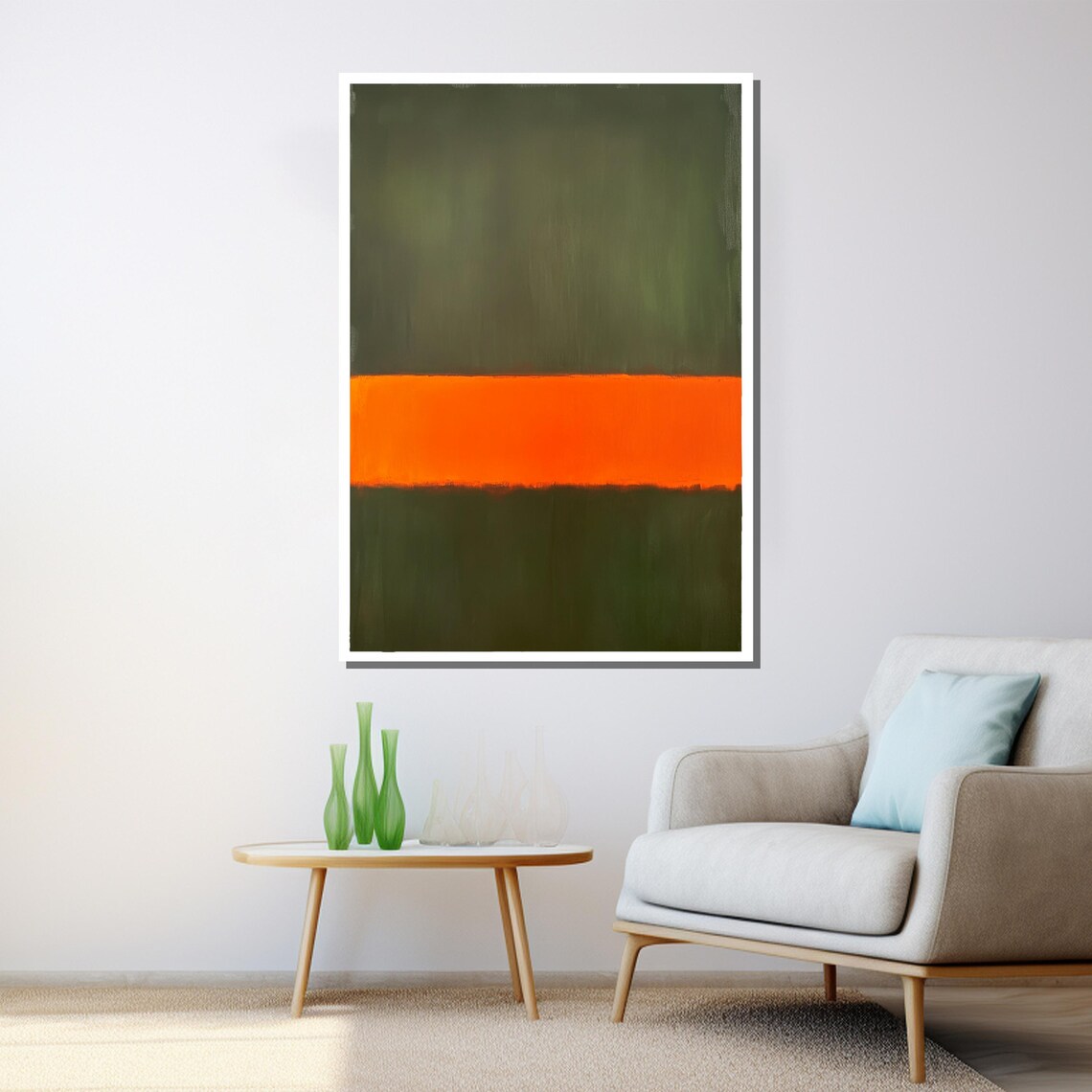 Mark Rothko Painting Green And Orange Abstract Artwork Modern Art Gift For Wall Decor - Image 3