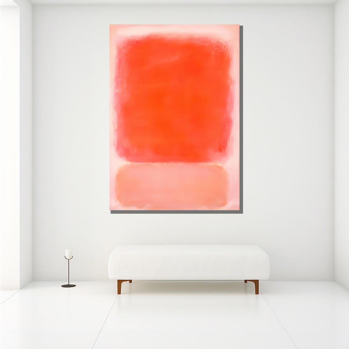 Mark Rothko Style Orange Red Block Over Soft Pink Color Field Poster - Image 2