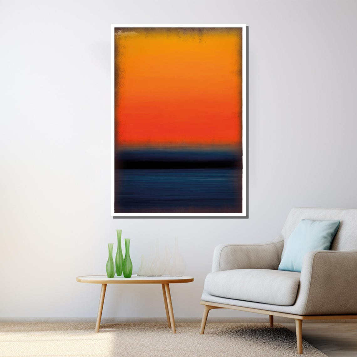 Mark Rothko Painting Sunset Orange And Blue Abstract Art Modern Wall Decor Mid Century Gift Large Artwork - Image 3
