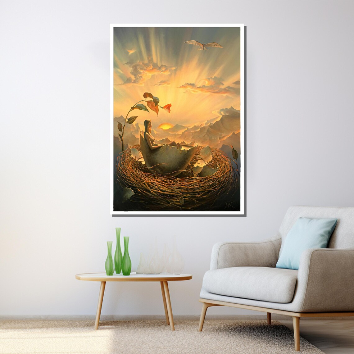 Morteza Katouzian Birth of Hope Egg Nest Sunrise Surreal Art Poster - Image 3