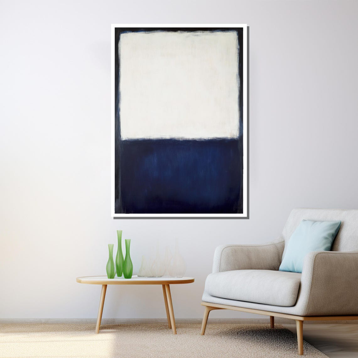 Mark Rothko White Deep Blue Crisp Color Field Abstract Print - Image 3