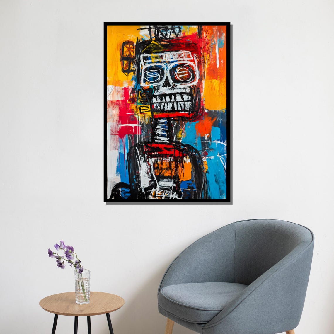 Basquiat Style Abstract Skull Bold Colorful Graffiti Wall Art Poster - Image 5