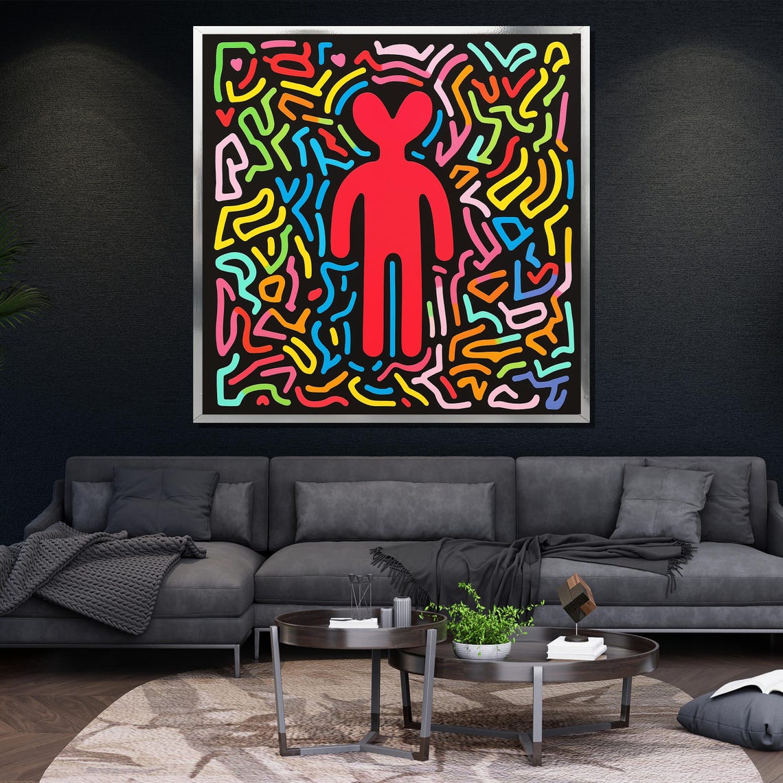 Colorful Abstract Heart Painting Modern Pop Art Inspired Wall Decor Bold And Vibrant Artwork Unique Gift Idea - Image 4