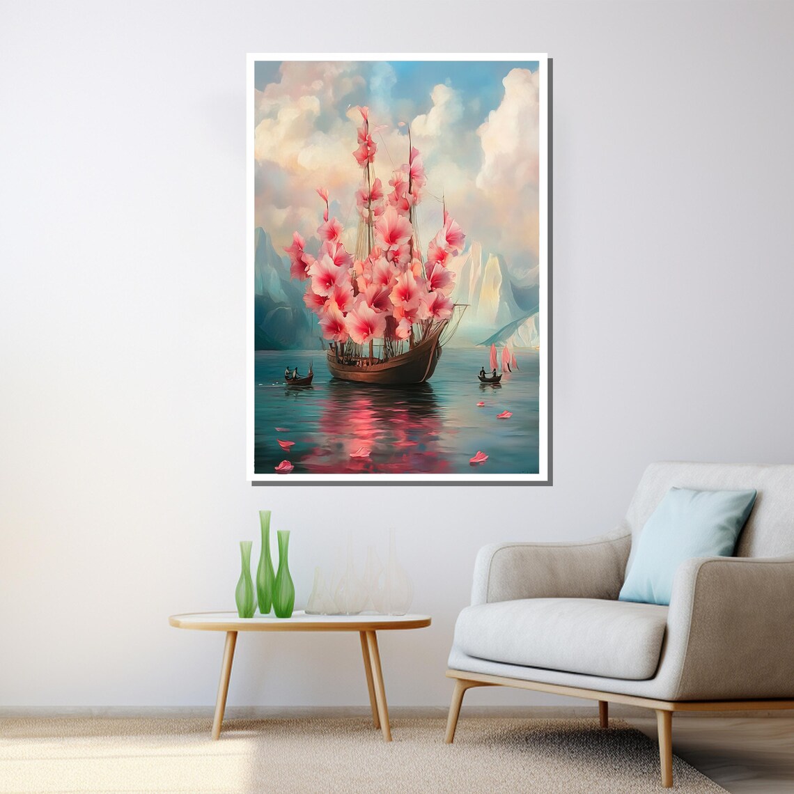Sailing Ship With Flower Sails, Surrealist Art Print - Image 3