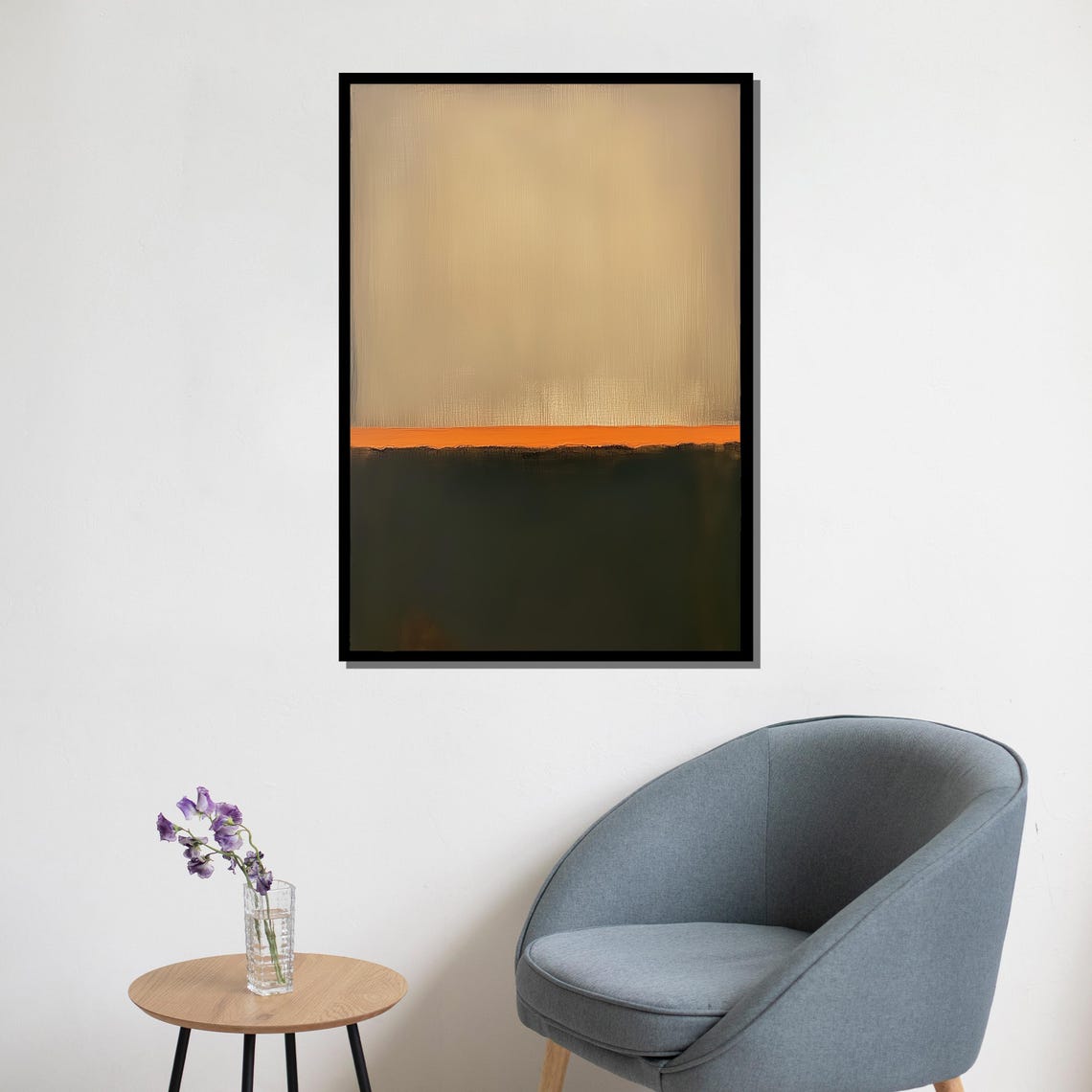 Mark Rothko Beige Orange Green Subtle Striped Abstract Print - Image 5