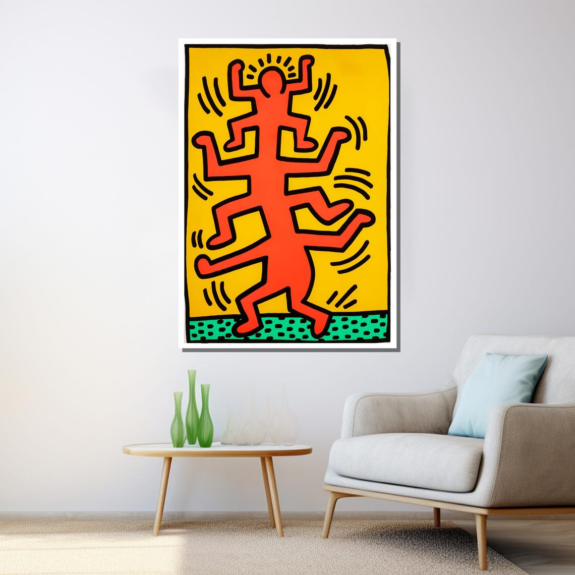 Vibrant Red And Yellow Pop Art Modern Wall Art With Bold Figures For Home Decor Or Gift - Image 3