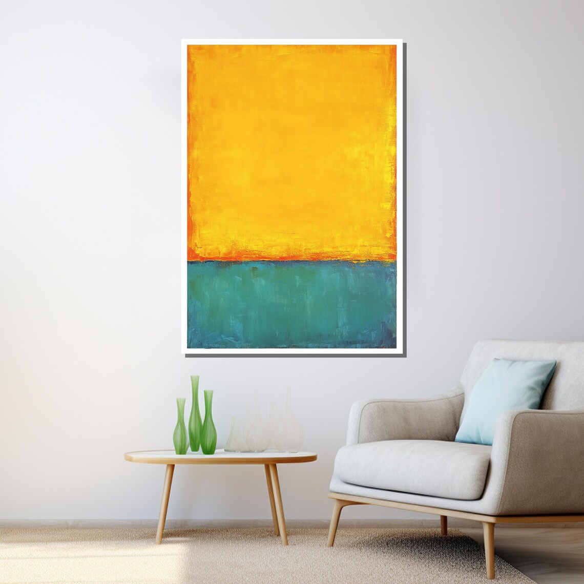 Rothko-Inspired Yellow and Teal Abstract Art Print - Image 3