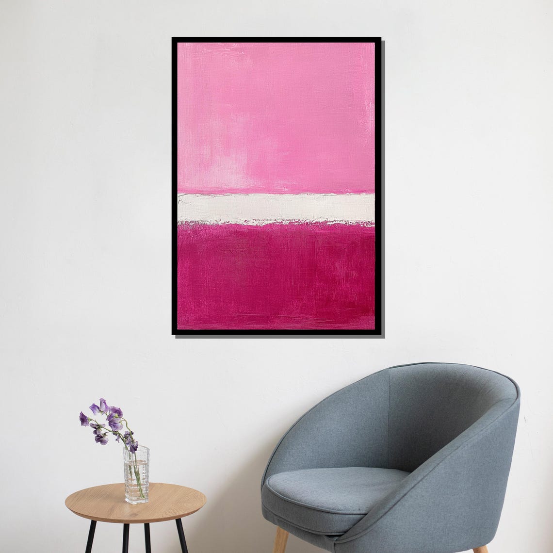 Mark Rothko Style Pink And White Color Field Abstract Art Poster - Image 5