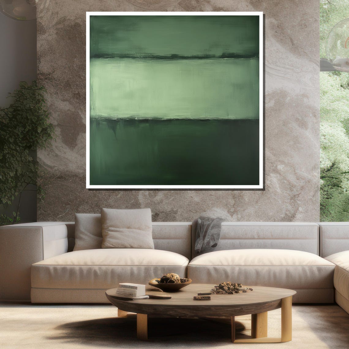 Mark Rothko Quiet Sage Green Tonal Minimalist Color Field Print - Image 3