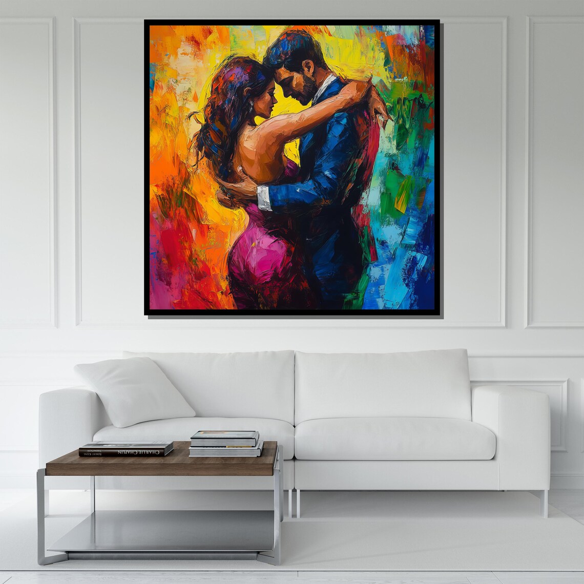 Abstract Colorful Couple Embrace Vibrant Love Modern Romance Art Poster - Image 5