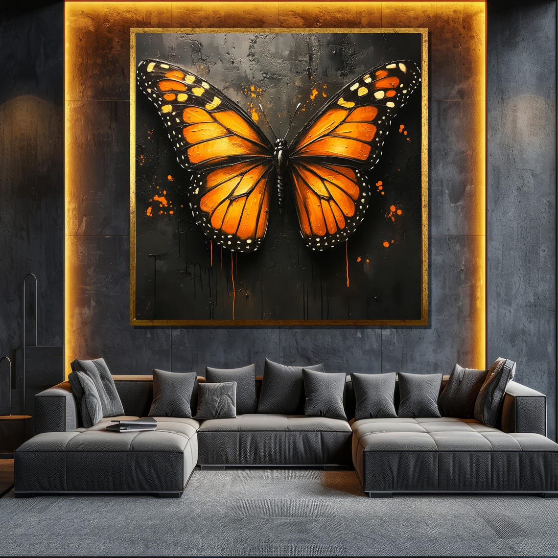 Monarch Butterfly Orange Dark Bold Insect Wings Detail Wall Art