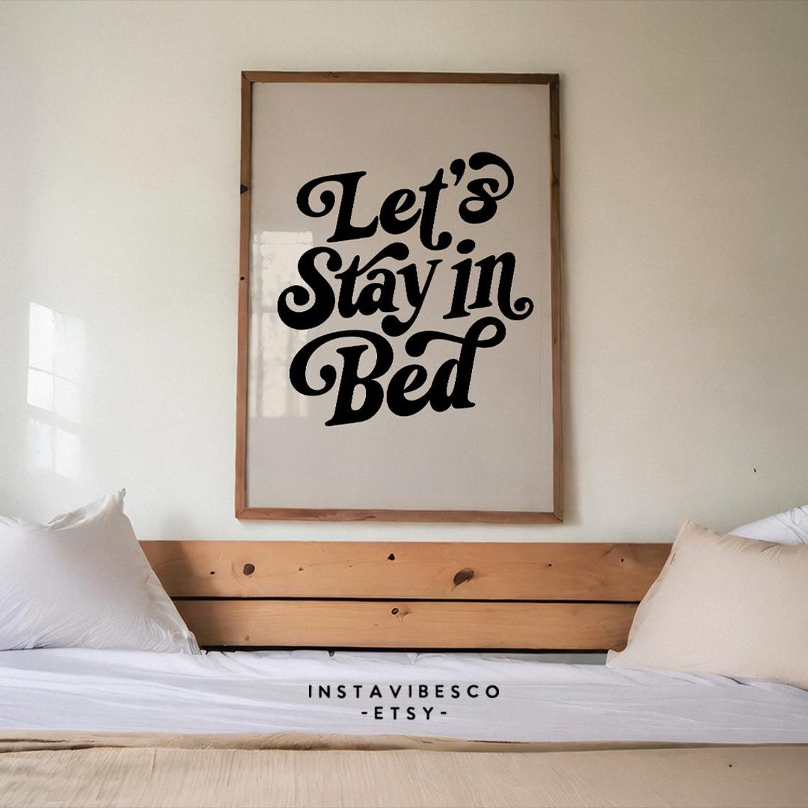 Lets Stay in Bed Retro Typography Poster for Cozy Bedroom Wall Decor - Image 3