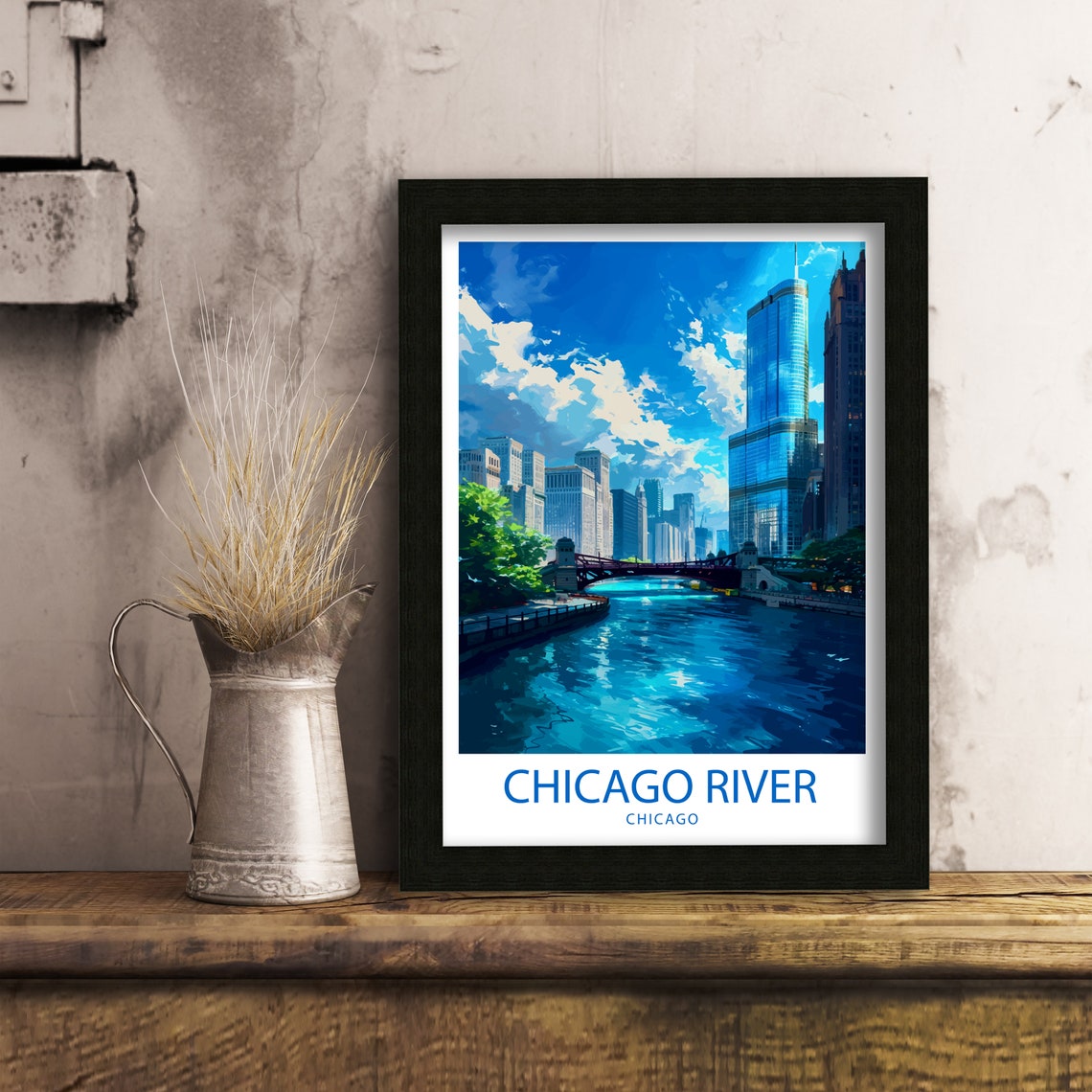 Chicago River Illinois Skyscraper Canyon Riverwalk Travel Poster - Image 6