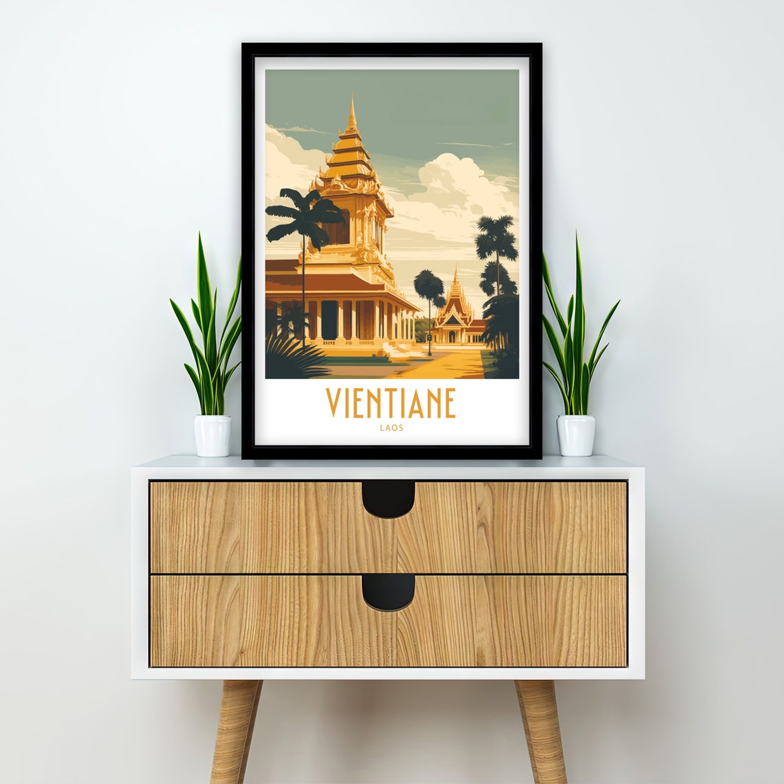 Vientiane Travel Print Vientiane Wall Art Vientiane Laos Home Living Decor Vientiane Laos Illustration Travel Poster Gift For Vientiane Laos - Image 2