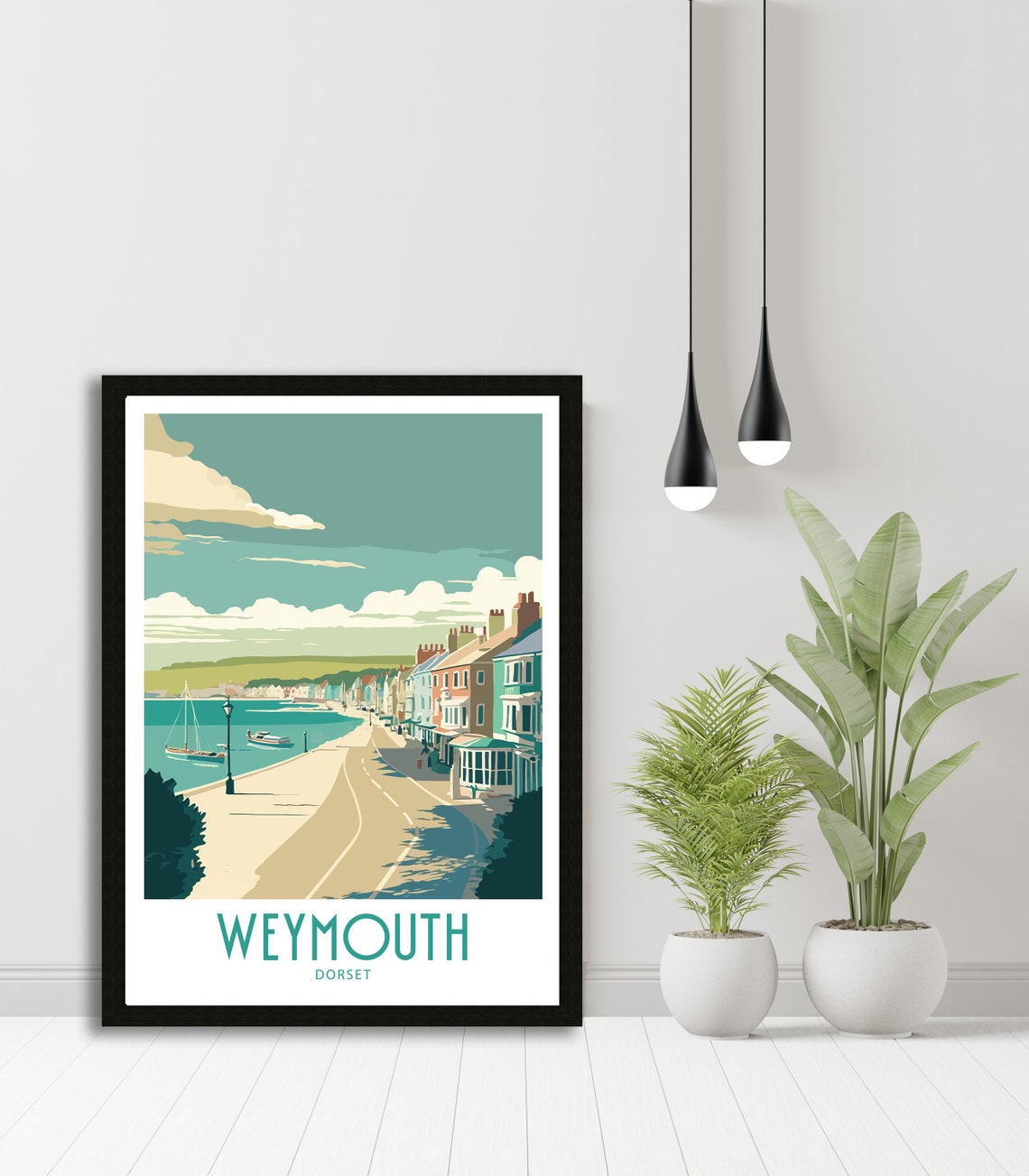 Weymouth Dorset Esplanade Harbour Boats Seaside Promenade Art Poster - Image 6