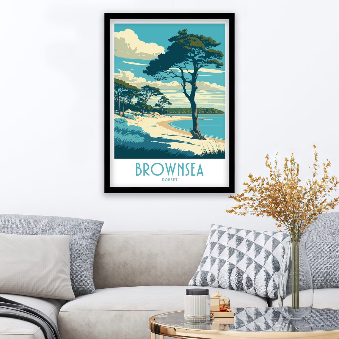 Brownsea Island Dorset Pine Beach Cove Vintage Travel Poster - Image 3