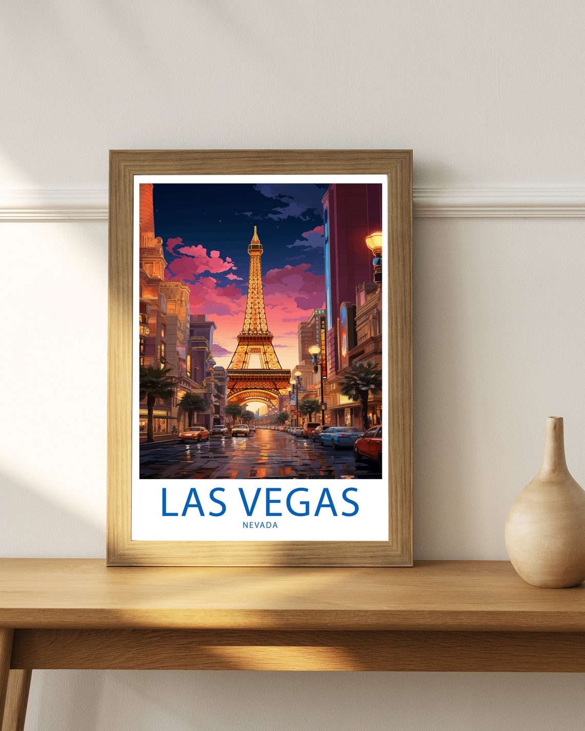 Las Vegas Nevada Eiffel Tower Strip Sunset After Rain Poster - Image 3