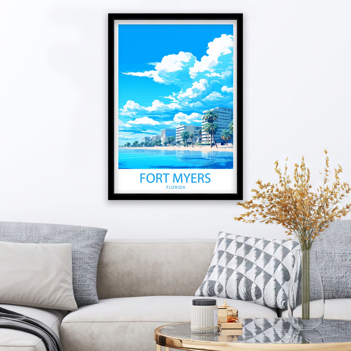Fort Myers Travel Print Fort Myers Wall Decor Florida Fort Myers Art Fort Myers Wall Art Florida Poster Gift For Beach And City Lovers Art - Image 2