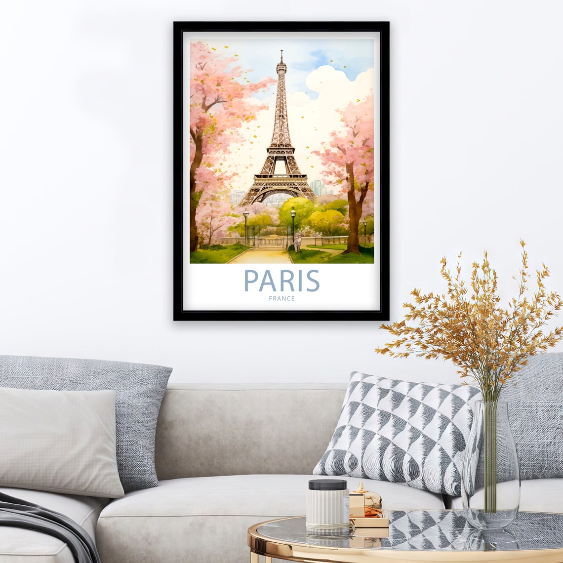 Eiffel Tower Paris Travel Print Wall Art Paris France Travel Poster Wall Hanging Home Dcor Paris France Gift Lover Paris France Art Lover - Image 3