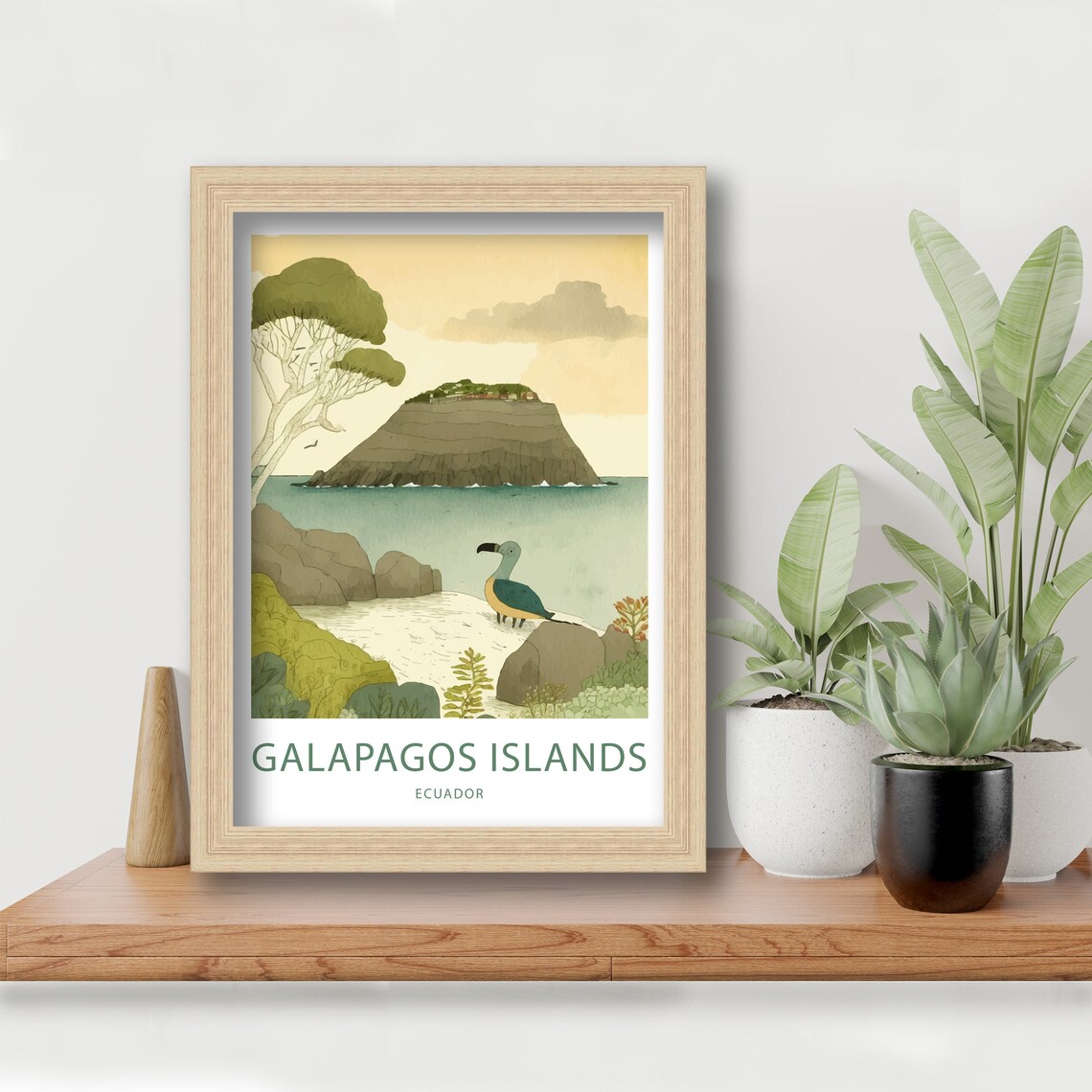 Galapagos Islands Ecuador Blue Footed Booby Vintage Island Art Poster - Image 6