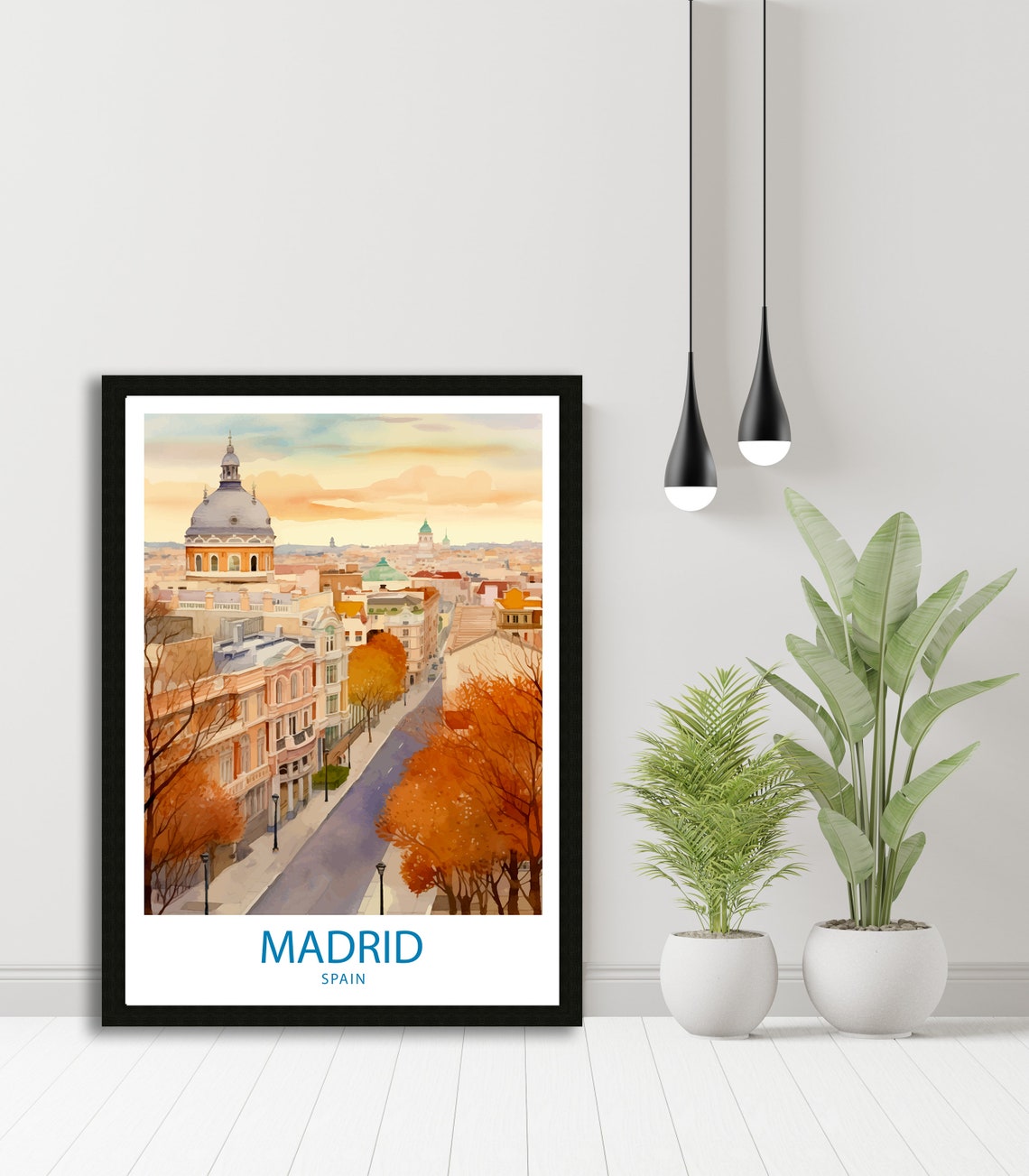 Madrid Spain Rooftops and Dome at Sunset City View Art Poster - Image 2