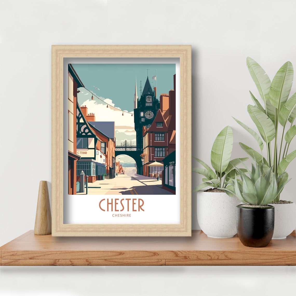 Chester Cheshire Historic Street Scene Vintage Travel Poster - Image 3