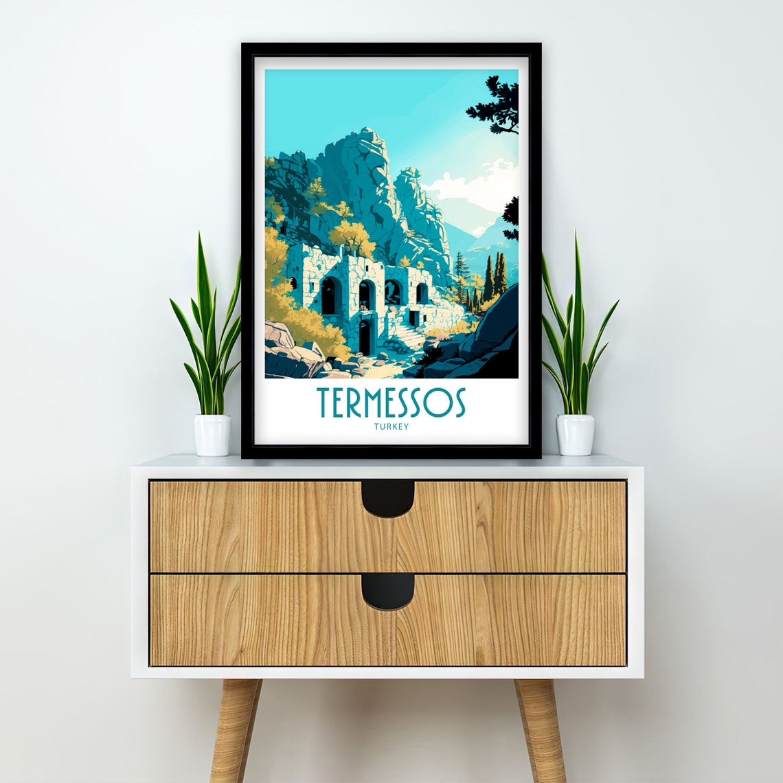 Termessos Turkey Mountain Ruins Theatre Vintage Travel Poster - Image 2