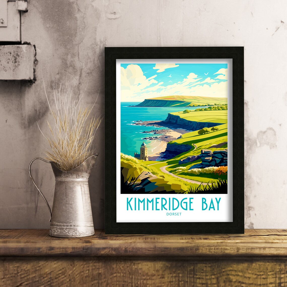 Kimmeridge Bay Dorset Watchtower Headland Vintage Travel Poster - Image 4