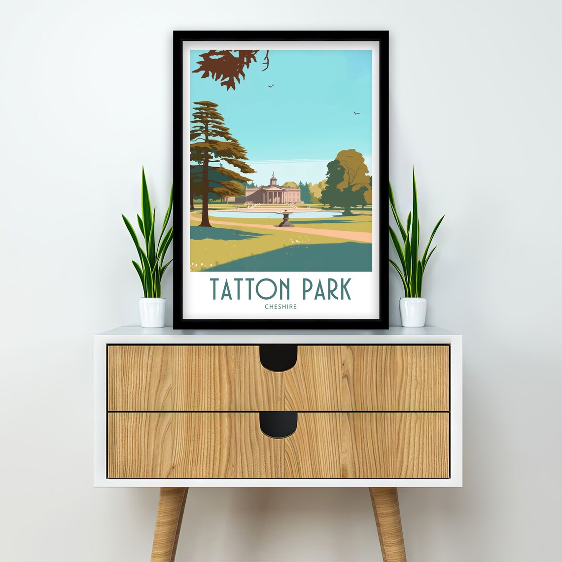 Tatton Park Cheshire Hall Gardens Lake Vintage Estate Art Poster - Image 2