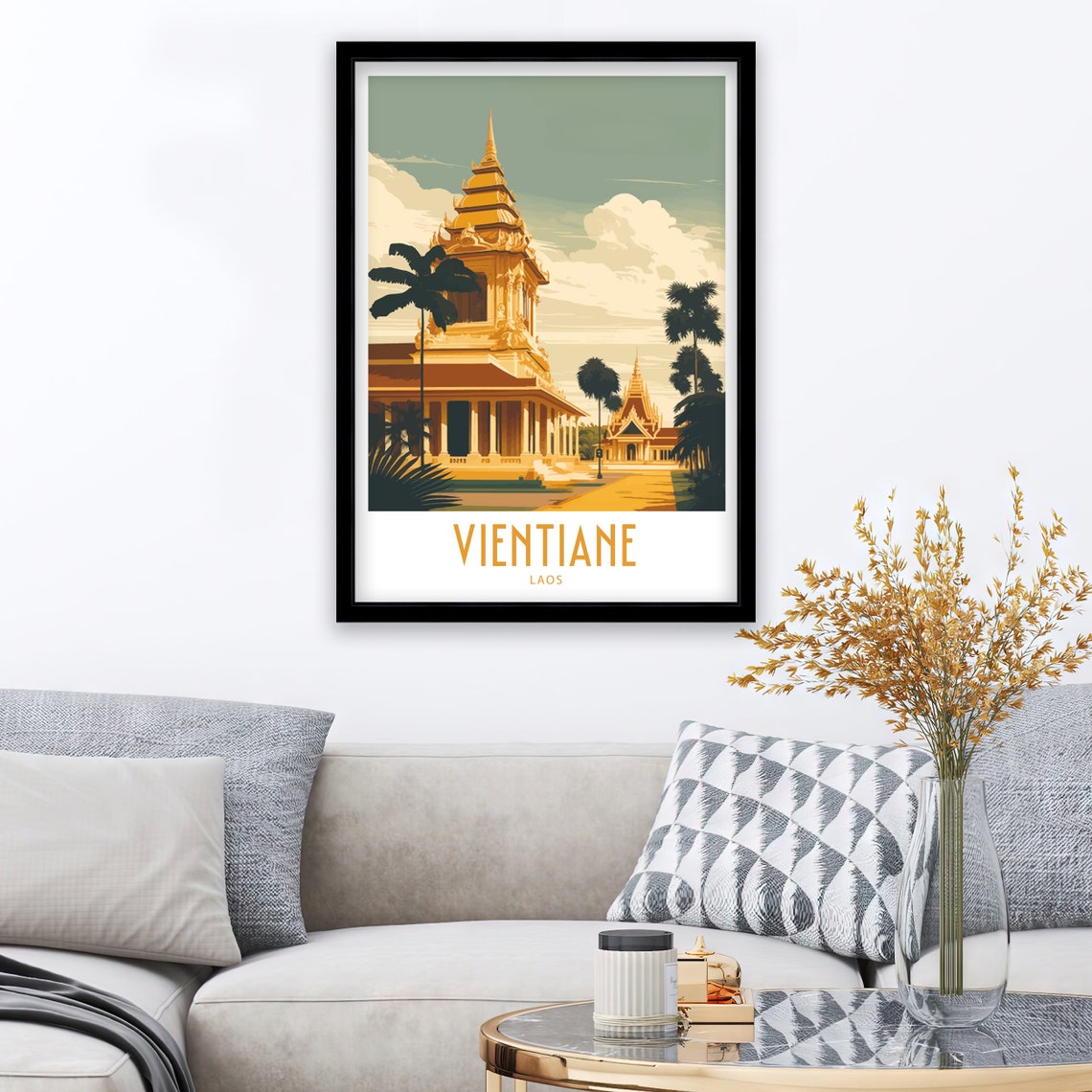 Vientiane Travel Print Vientiane Wall Art Vientiane Laos Home Living Decor Vientiane Laos Illustration Travel Poster Gift For Vientiane Laos - Image 3