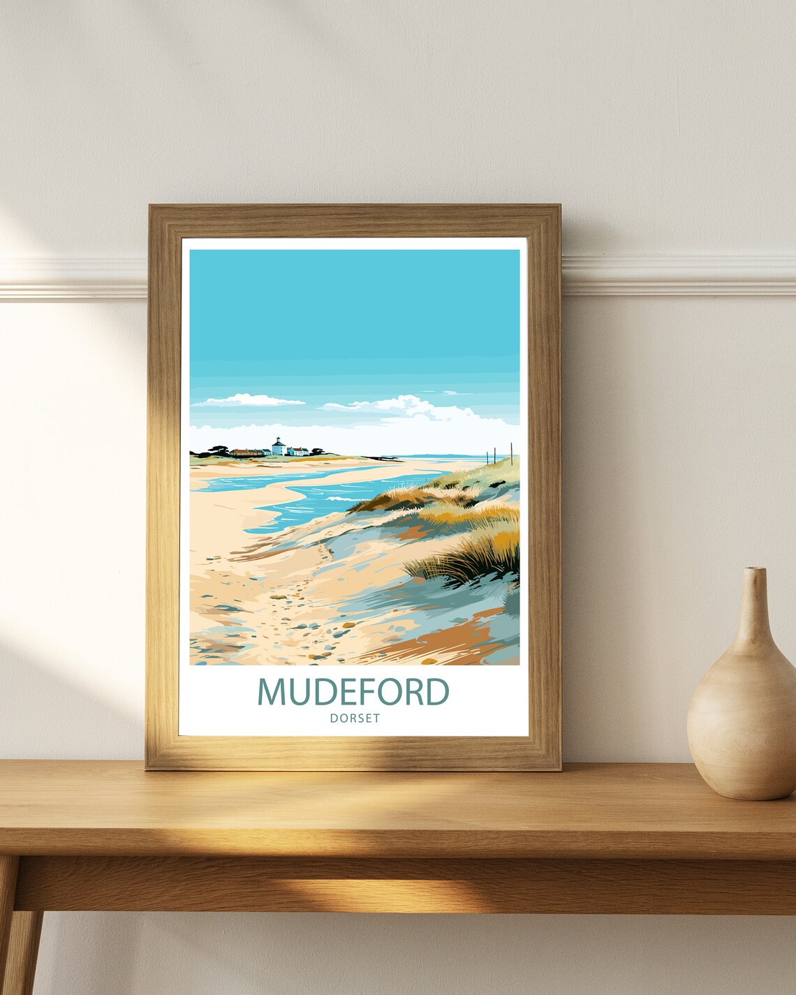 Mudeford Travel Poster, UK Coastal Town Art - Image 3