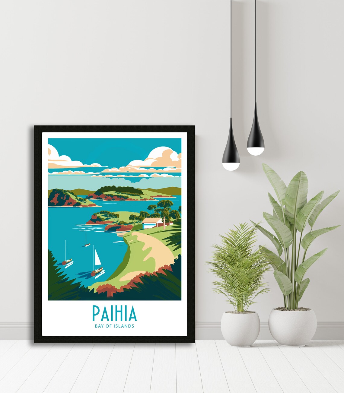 Paihia Bay Of Islands New Zealand Sailboats Coastline View Poster - Image 5