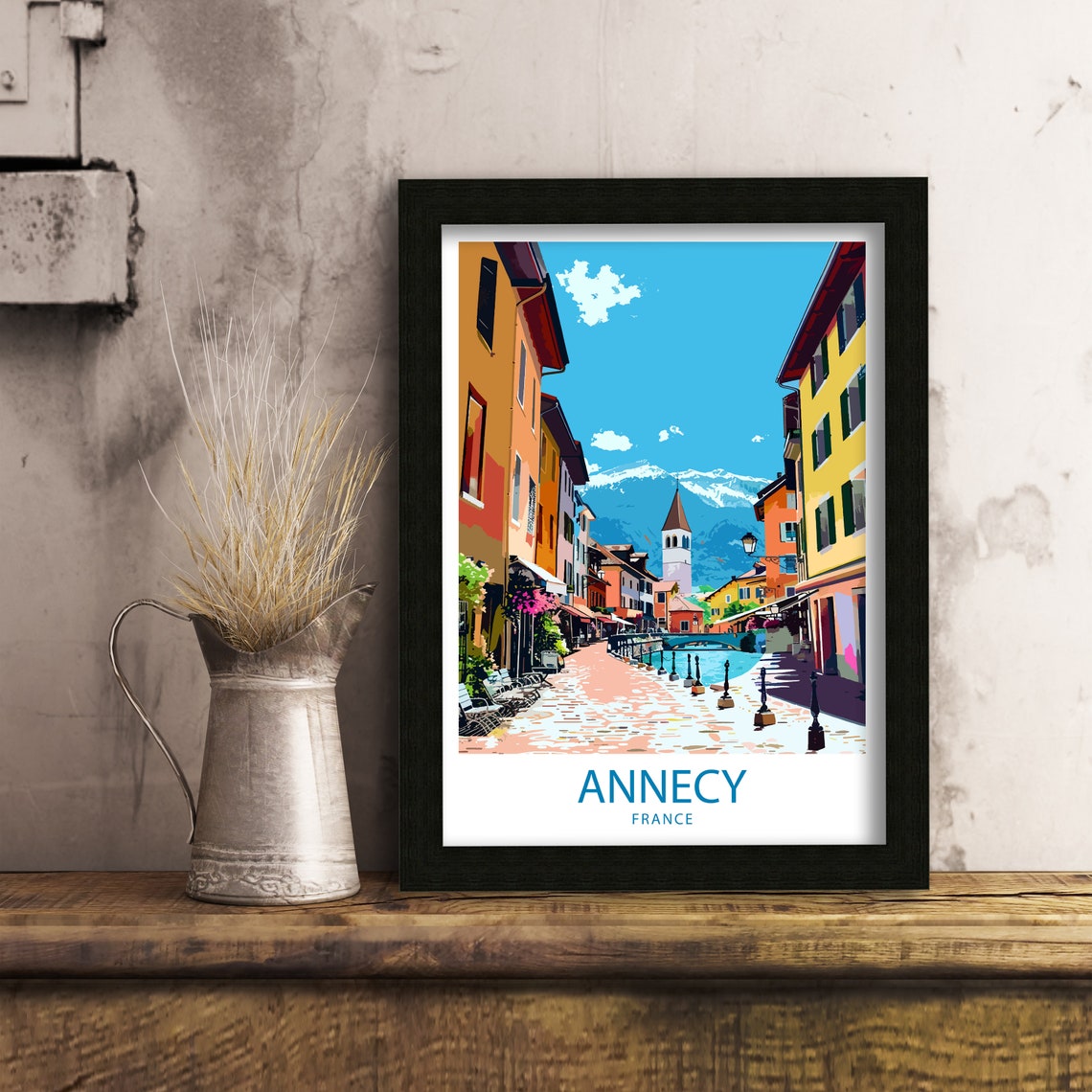 Annecy Travel Print Annecy Wall Decor France Annecy Art Annecy Wall Art France Poster Gift For Lake And Alps Lovers Annecy France Wall Art - Image 4