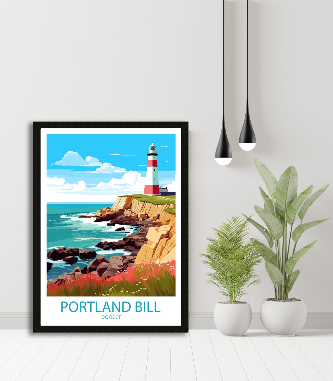 Portland Bill Travel Print Portland Wall Decor Uk Portland Art Portland Wall Art Uk Poster Gift For Lighthouse Enthusiasts Portland Bill Art - Image 4