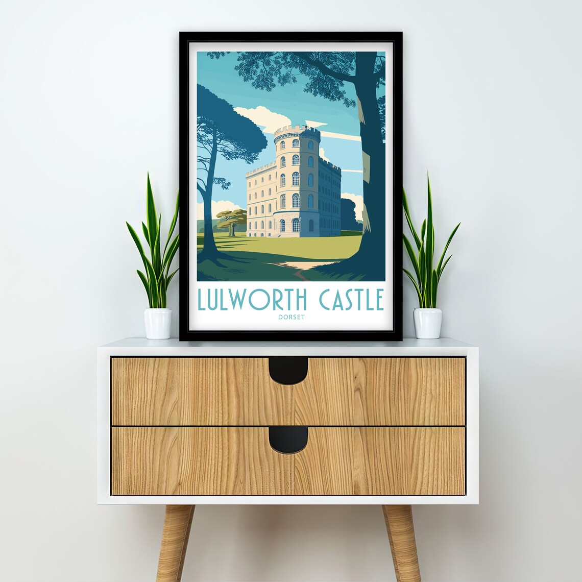 Lulworth Castle Travel Poster, Dorset Landmark - Image 2