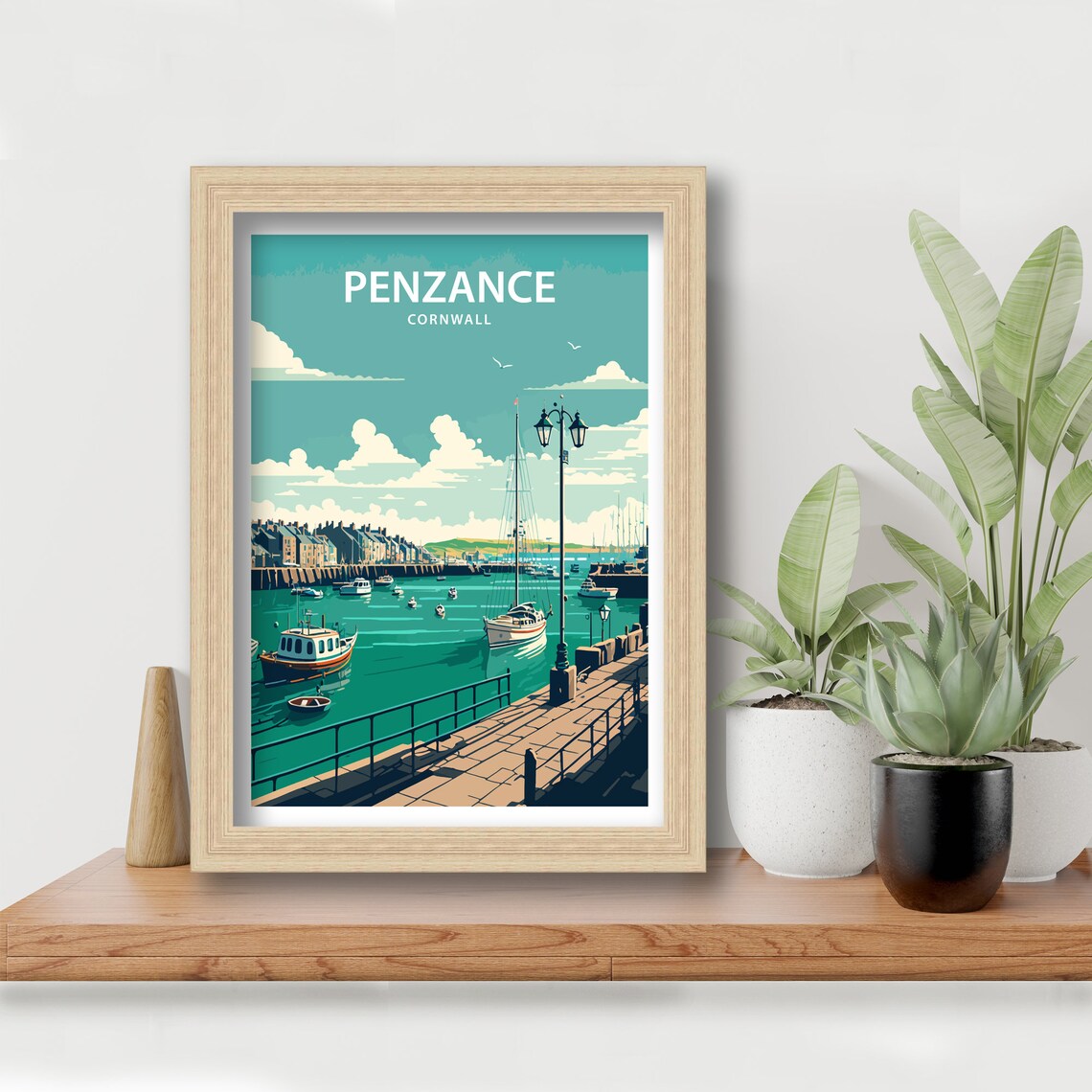 Penzance Harbour Travel Poster, Cornwall Print - Image 4