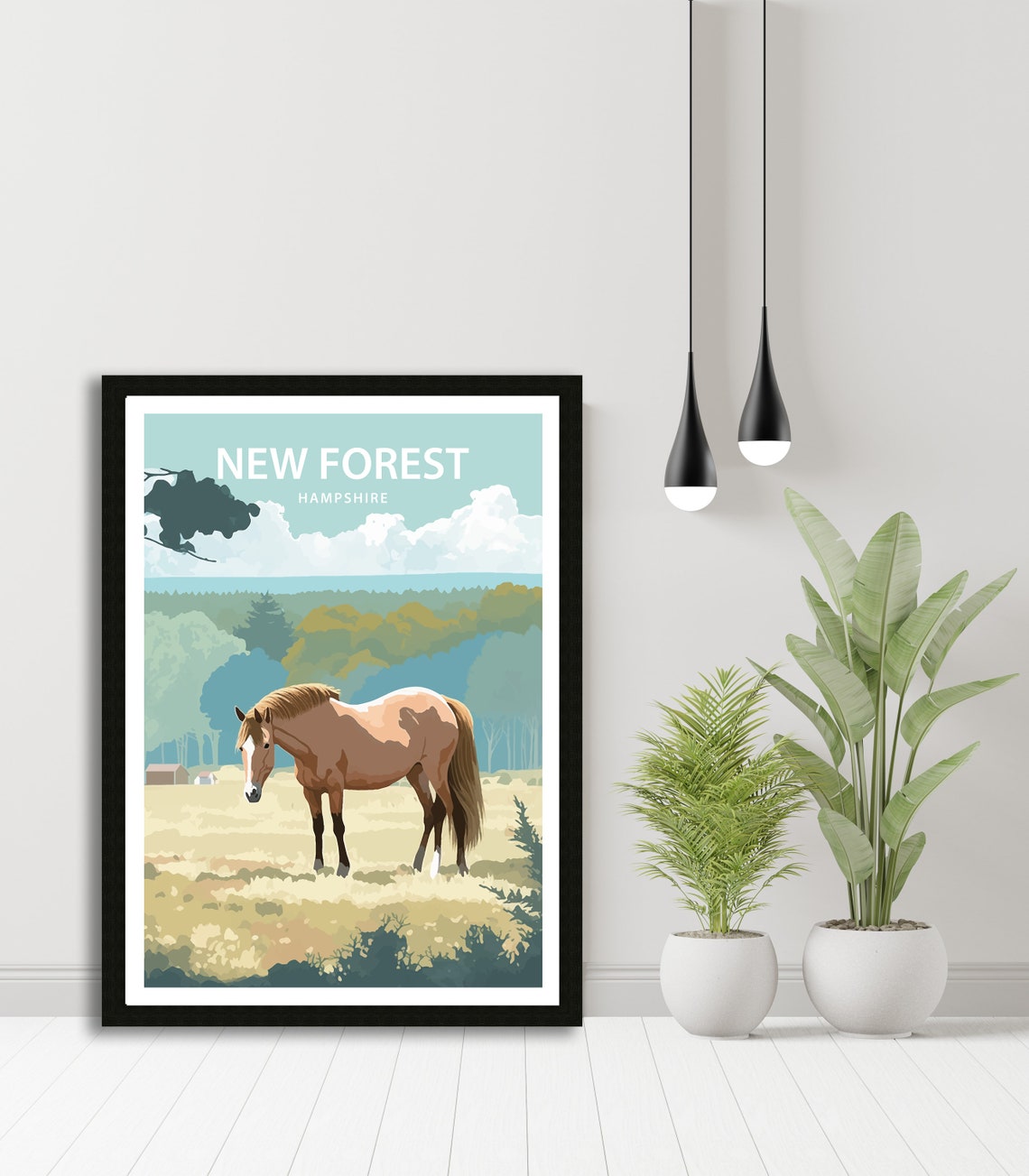 New Forest Hampshire Grazing Pony Rolling Forest Meadow Poster - Image 4