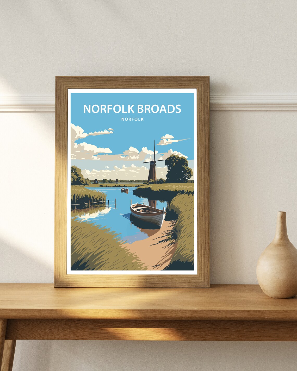 Norfolk Broads Travel Poster, Scenic Place Art Print - Image 3