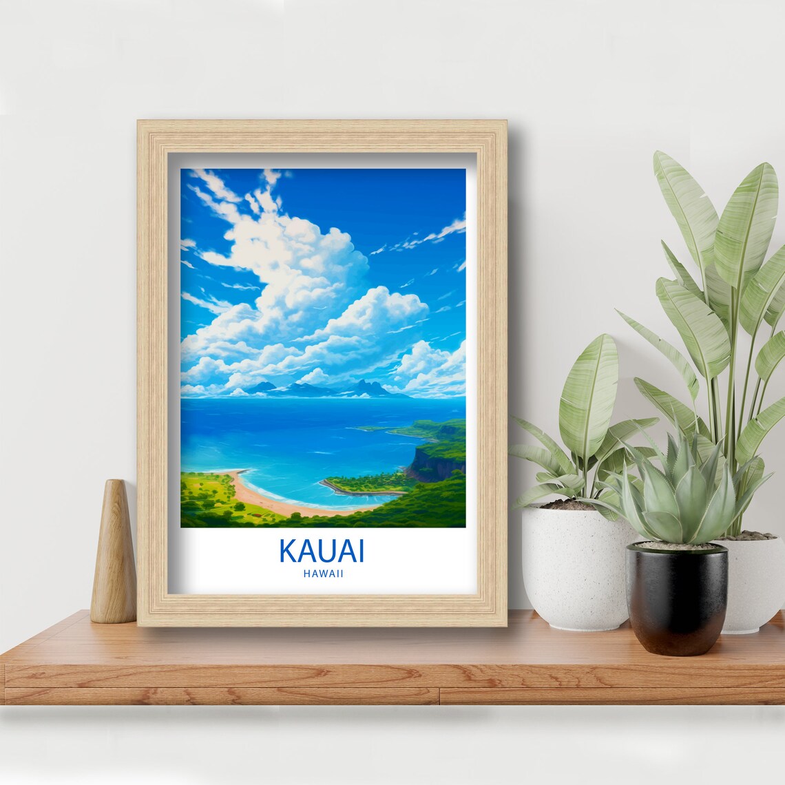 Kauai Hawaii Aerial Beach Cove Blue Ocean Tropical Scene Poster - Image 5