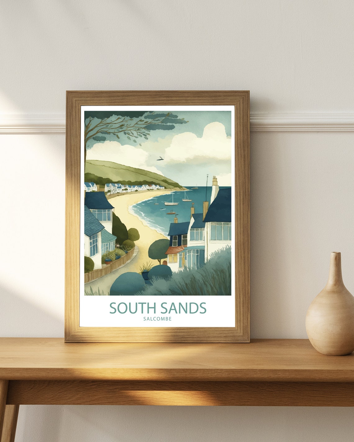 South Sands Salcombe Devon Beach Sailboats Coastal Walk View Poster - Image 4