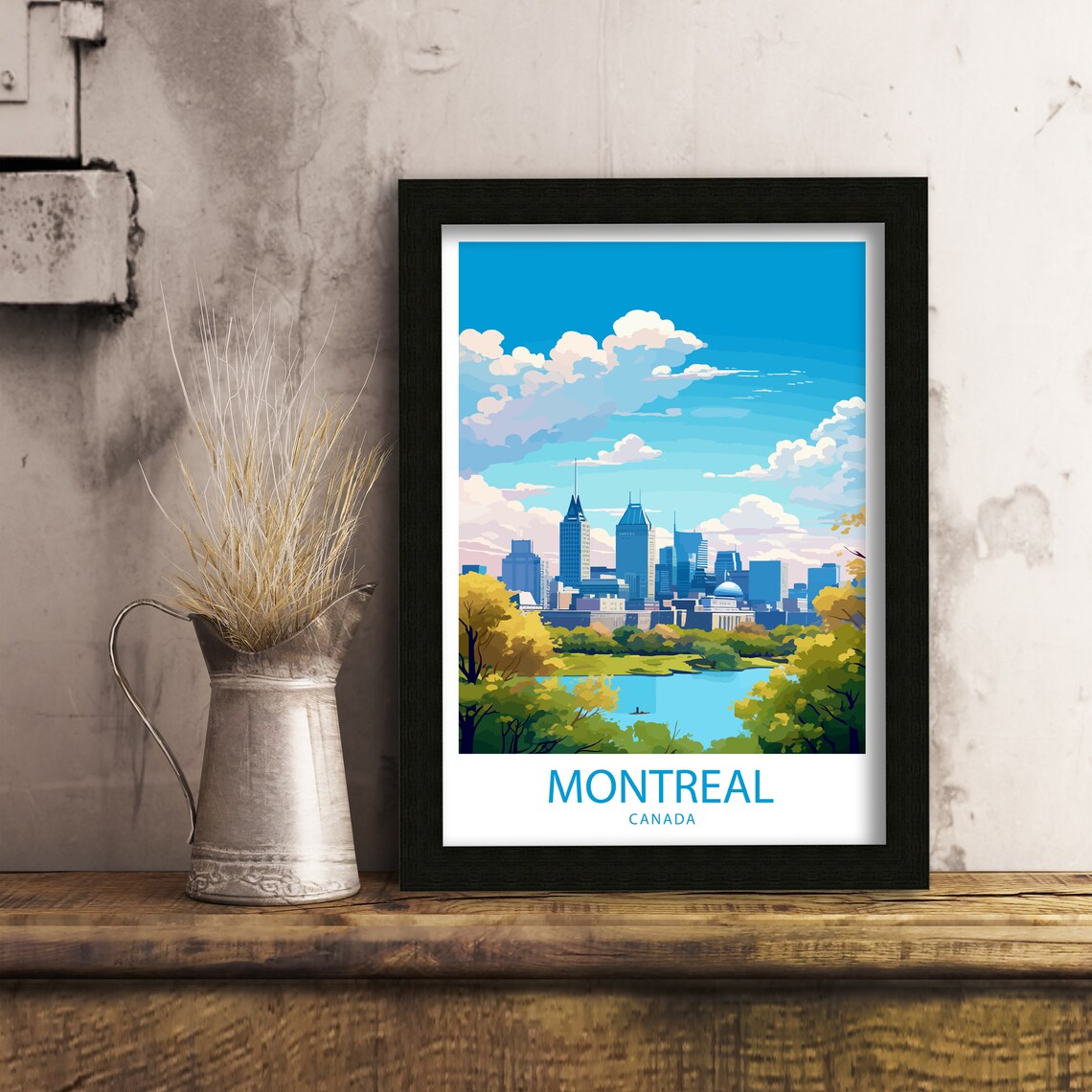 Montreal Canada Downtown Skyline Park Lake Vintage Travel Poster - Image 6