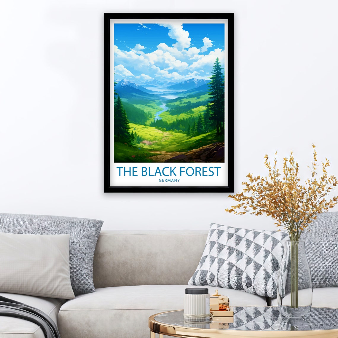 The Black Forest Germany Pine Valley River Mountain View Travel Poster - Image 2